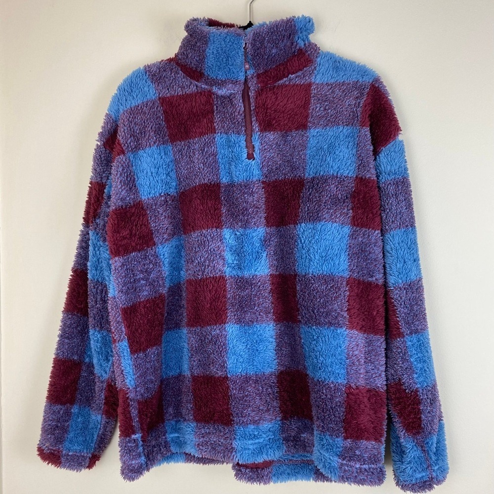 Eddie Bauer Teddy Plaid Gingham Shacket Jacket woman's XL